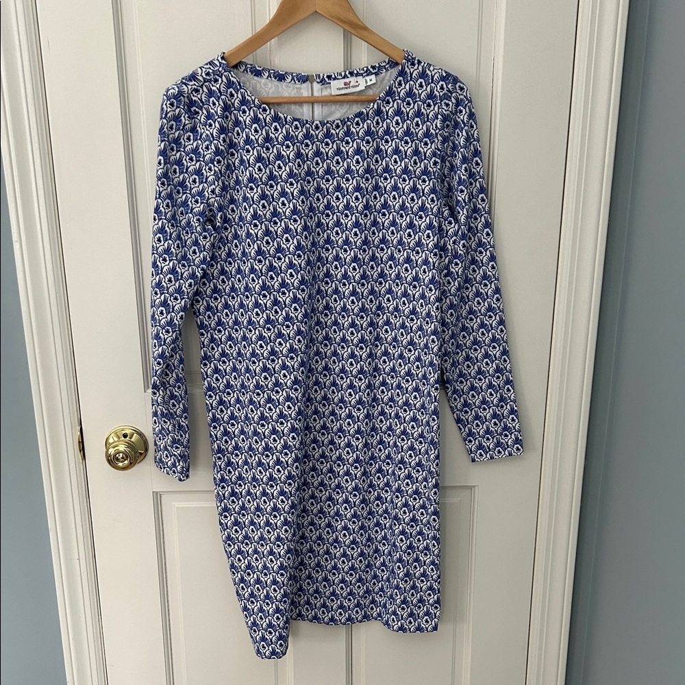 Vineyard Vines Long Sleeve Dress, sz M, cotton spandex,